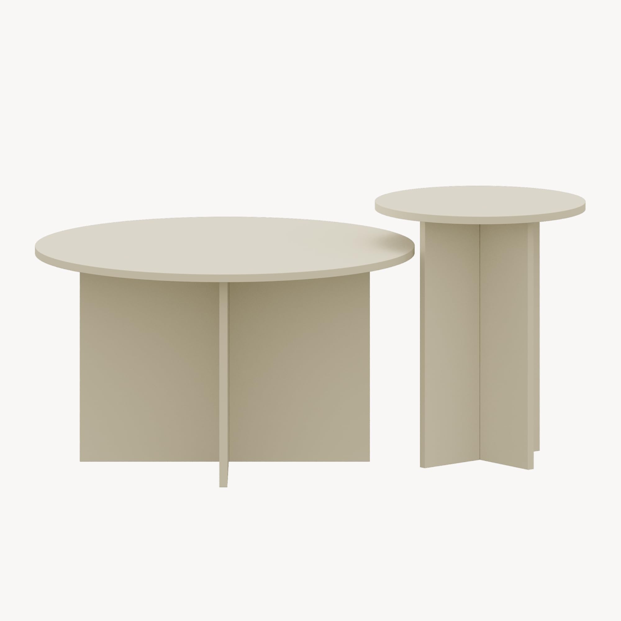 [en.casa] Lot de 2 Tables Basses Gigognes de Tailles Différentes Ensemble de 2 Tables d'Appoint pour Salon Chambre Bureau Panneau de Particules Mélaminé Sable