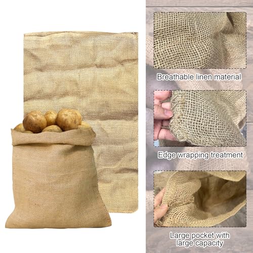8 Packs Large Burlap Bags for Potato Race 23.6x39.3 inches Reusable Woven Jute Bags Vegetables Gardening Food Storage Bags Yard Waste Bags