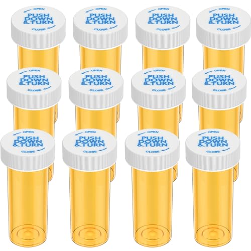Image of Urekt Empty Plastic Medicine Pill Bottles with Child Resistant Caps (12 Pack), 8 Dram Small Prescription Vial Medicine Containers Travel Pill Bottles Clear Pill Case Organizers