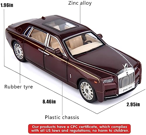 Image of LONGMIRE Metal Pull Back Diecast Car Pull Back Model with Sound Light Boys Gifts Toys for Kids Pack of 1, Multicolor (1:32 Rolls Royce Phantom)