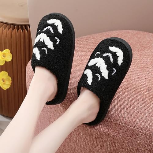 Image of Evil Eyes Cowboy Hat Slippers cute Warm Cozy House Shoes Soft Plush Fuzzy Slippers for Women Men