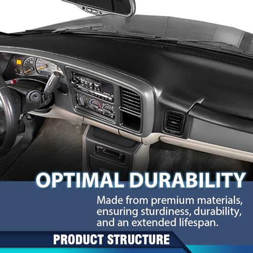 PIT66 Dashboard Cover Compatible with 2002-2006 Chevy Avalanche/Fit 2001-2006 GMC Yukon/XL Denali/Fit Chevy Silverado 3500/GMC Sierra 3500 Dash Panel Black