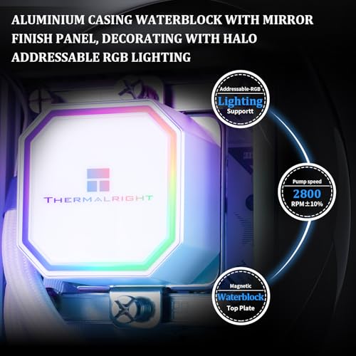 Image of Thermalright Frozen Prism 360 White ARGB AIO Water Cooler,Liquid CPU Cooler, 3x120mm PWM Fans Water Cooling System,1850RPM High Speed,Compatible with AMD /AM4 /AM5 & Intel LGA1156 /1200 /1851 /1700
