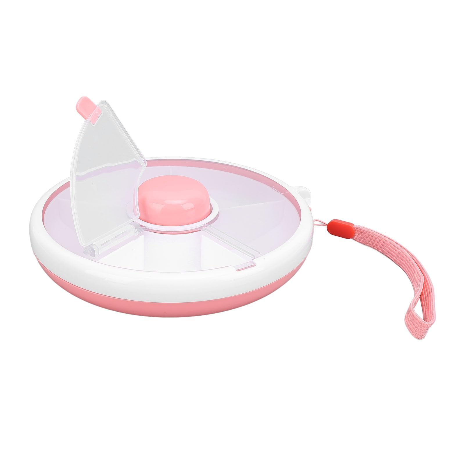 Contenitore per snack girevole per bambini, sigillo per frutta portatile sigillato a 5 scomparti con vassoio per snack con cinturino da mano per viaggi per adulti Viaggio a casa per bambini(Rosa)