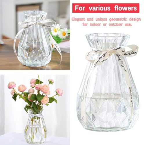 TSKDKIT Clear Glass Vase Decoration Flowers Glass Bottle Thicken Vase with Ribbon Glass Vase for Gift Wedding Living Room Modern Decor(18 x 8cm) - Cosy Home Interiors TSKDKIT Clear Glass Vase Decoration Flowers Glass Bottle Thicken Vase with Ribbon Glass Vase for Gift Wedding Living Room Modern Decor(18 x 8cm) - Image 4