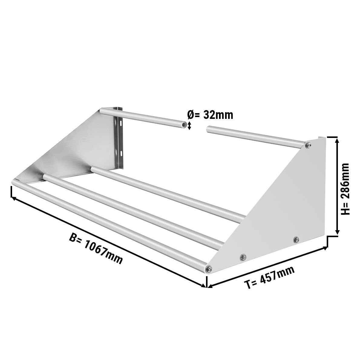 Wandbord für Spülkörbe - 1060mm - 1 Ablage | robuste Edelstahlkonstruktion, hygienisch, platzsparendes Design, für den professionellen Dauereinsatz