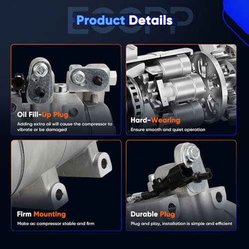 Image of ECCPP AC Compressor Fit for Kia Sorento 3.5L 2003-2006 | Fast Cooling AC Compressor with Clutch
