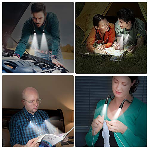 Tsingree Led Neck Book Light Usb Rechargeable, Hands Free, 4 Super Bright Led Bulbs, 3 Adjustable Brightness, Best For Reading In Bed,Knitting,Walking,Jogging,Mending In Night (Black) #TOP5