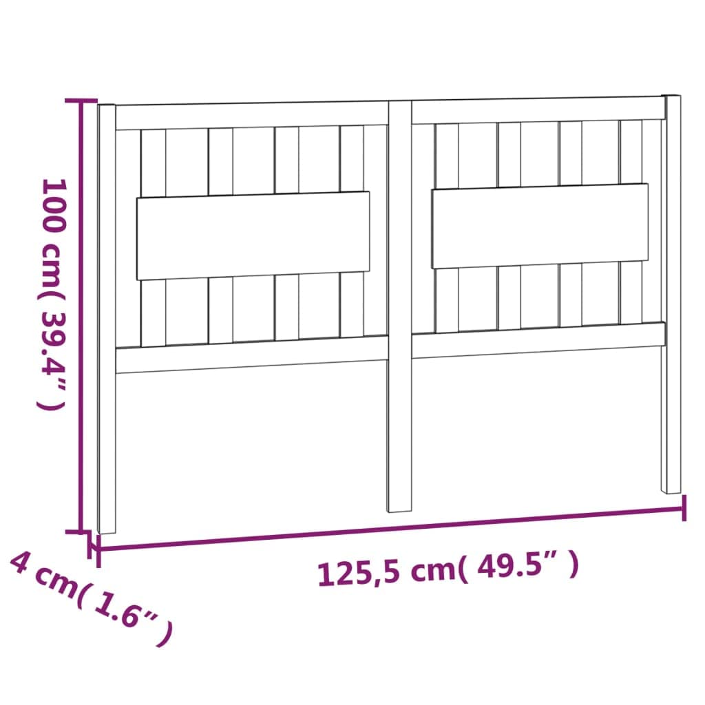 Cabecero marrón miel 125,5 x 4 x 100 cm madera maciza de pino - cabecero de cama rústico para dormitorios y habitaciones de invitados - Respaldo cómodo para marcos de cama a juego