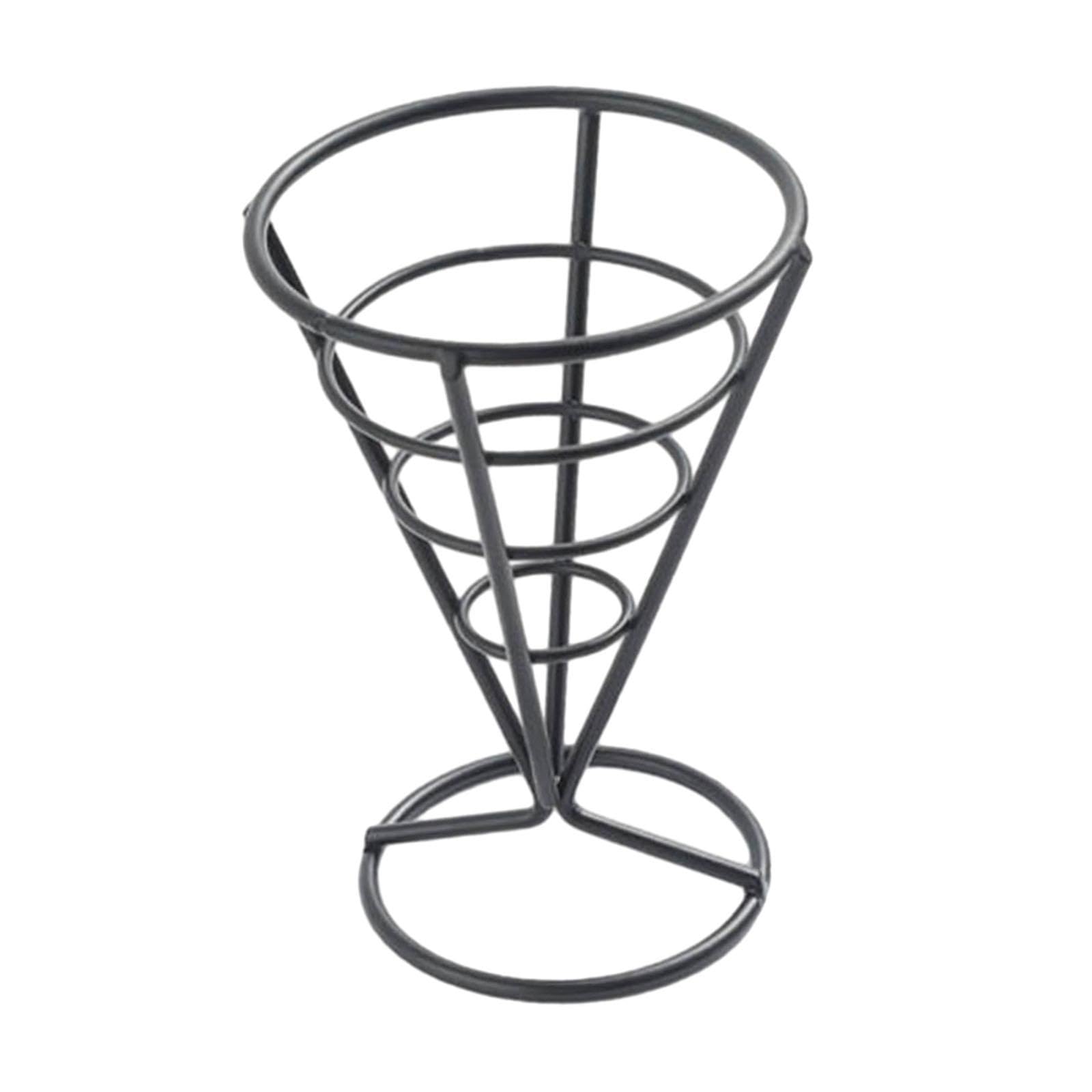 ATORSE® French Fries Stand Food Cone Stand Fashion Fry Holder for Picnic Buffet Cafe Black-image-18