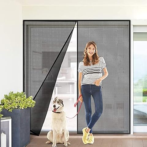 Titan Mall 72 x 80 + 39" x 82" Black Screen Door for Keeping Bugs and Mosquito Out (2 Pack), Fits Door Full Frame Seal Loop Cover