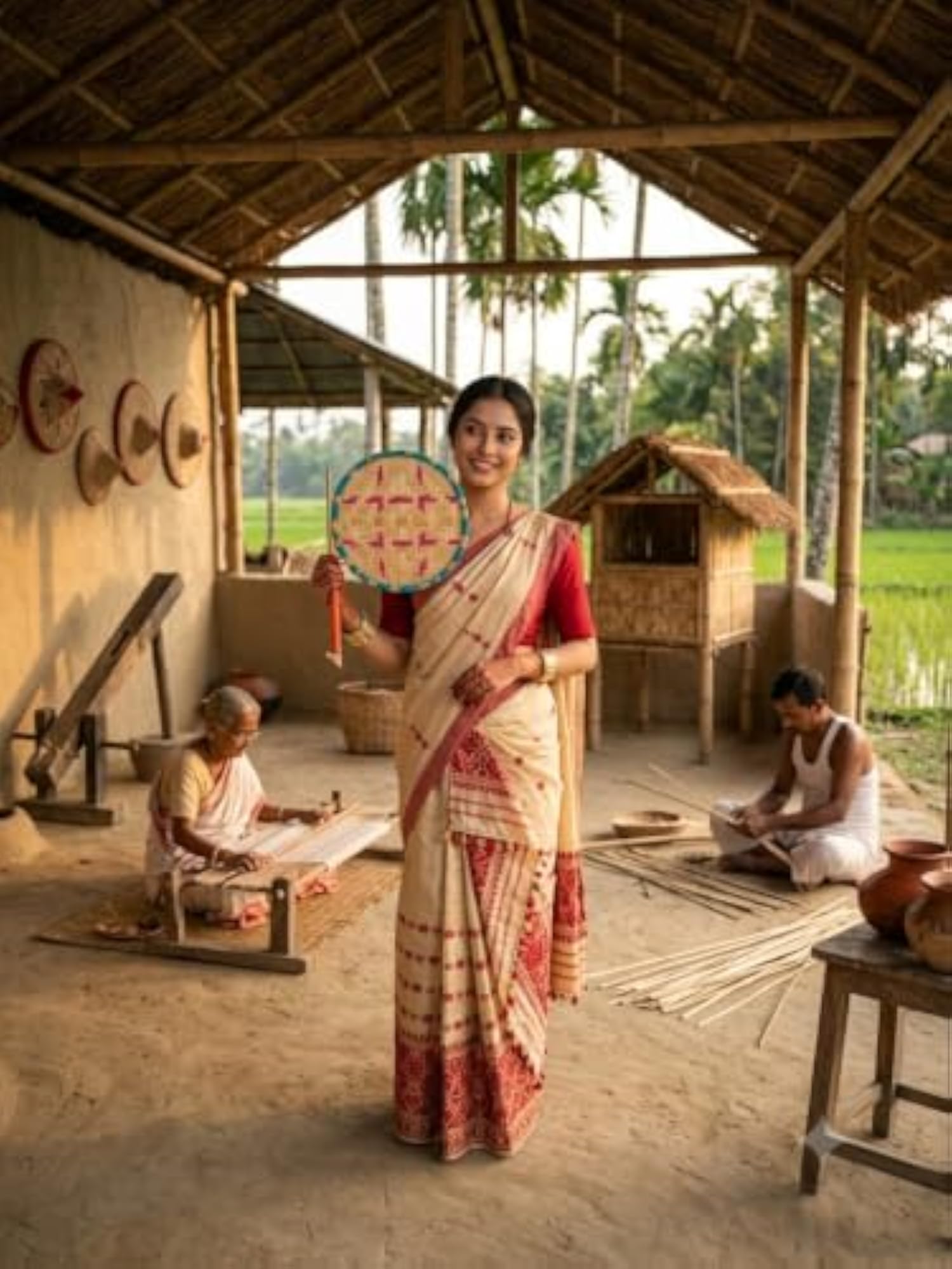 Handcrafted Bamboo Hand Fan for Summer Cooling, Eco-Friendly