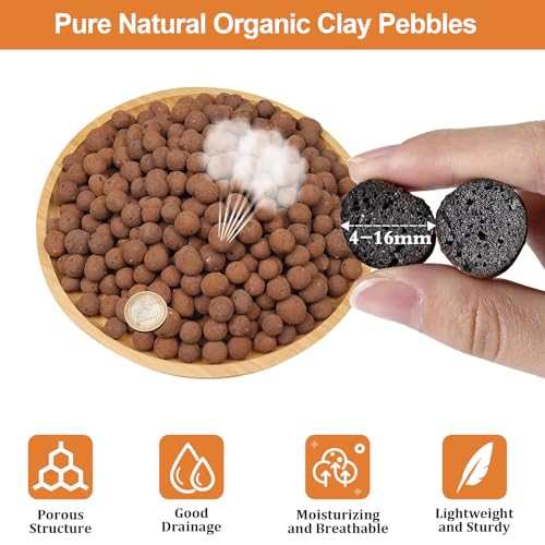 image for Riare 10 LBS Organic Expanded Clay Pebbles for Plants- 4mm-16mm Natura