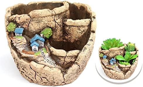 MOONZON Succulent Plant pots, 5.3" Succulent Plant Cactus Creative pots, Home, Office and Garden pots Decoration, Exquisite Valentine's Day, Christmas, Birthday Gifts (Country Lane - Yellow)