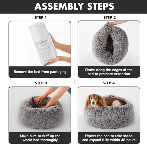 Ohgeni PBH3V102 Calming Donut Dog & Cat Bed, Machine Washable Plush Waterproof Zipper Cover thumb #6