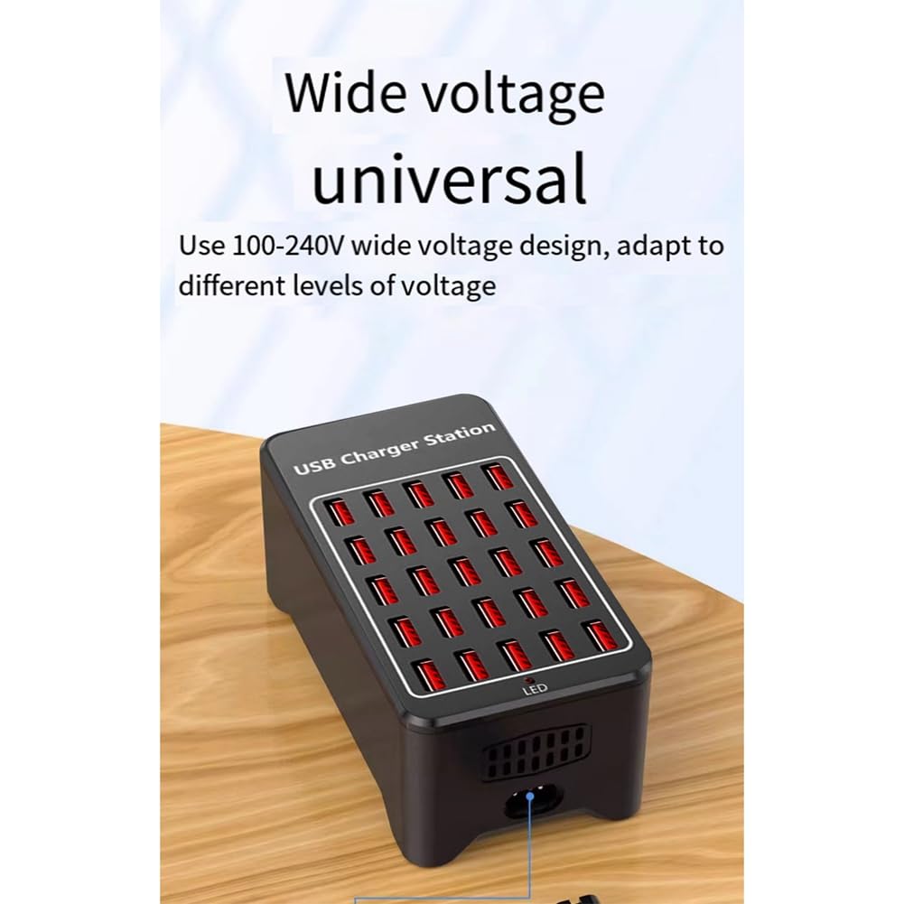 Caricabatterie USB A 25 Porte HUB 150W, Stazione di Ricarica Veloce Universale da Parete per Cellulare, Adattatore di Alimentazione A Spina Europea