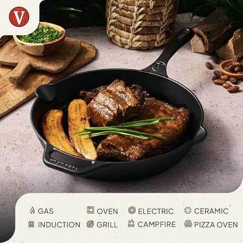 Image of Victoria Cookware 12-Inch Amazonia Cast Iron Skillet, Decorative Preseasoned Frying Pan with Cast Design, Made in Colombia, Jaguar