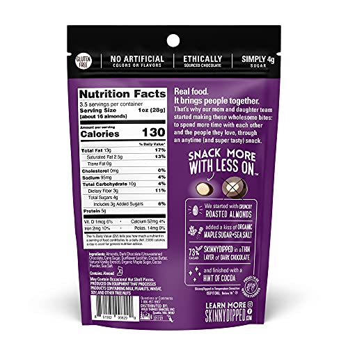 Skinnydipped Super Dark Chocolate + Sea Salt Almonds, Vegan, Healthy Snack, Plant Protein, Gluten Free, 3.5 Oz Resealable Bags, Pack Of 10 #TOP4