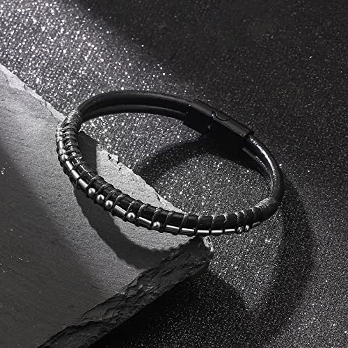 Pulsera para Hombre Código Morse Cuero 7.5 in miniatura 5