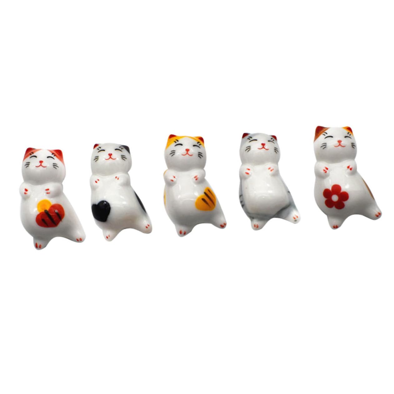 Soporte para Palillos, Soportes para Palillos, Restaurante, 5 Piezas, Gato, vajilla de Gato, cucharas Chinas, Soporte con diseño de Gato, Adornos de Mesa de Panda, Linda Cuchara de Gato
