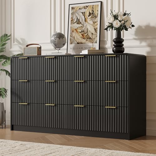HOUROM Fluted Dresser for Bedroom, 6 Drawers Dresser, 55