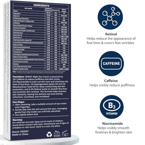 DEBAIY 3% Caffeine Eye Cream 3-Pack for Dark Circles & Puffiness