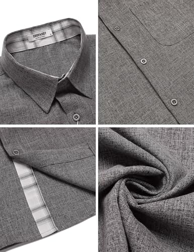 COOFANDY Herren Hemd Kurzarm Sommer Freizeithemd Regular Fit Casual Strand Hemd mit Karierte Hemdleiste – Bild 6