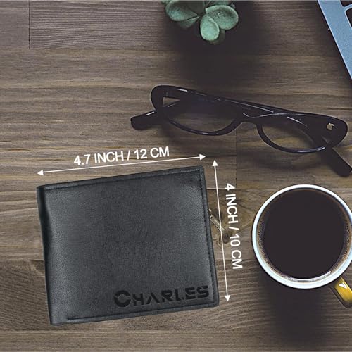 Personalized Wallet for Men, Custom Engraved Leather Wallets with Name, Customized Gifts for Father's Day Husband Son, Black3