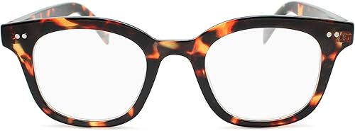 Tortoise - Lentes de lectura cuadrados retro para hombres y mujeres para lucir modernos con visión clara, lectores resistentes y duraderos para
