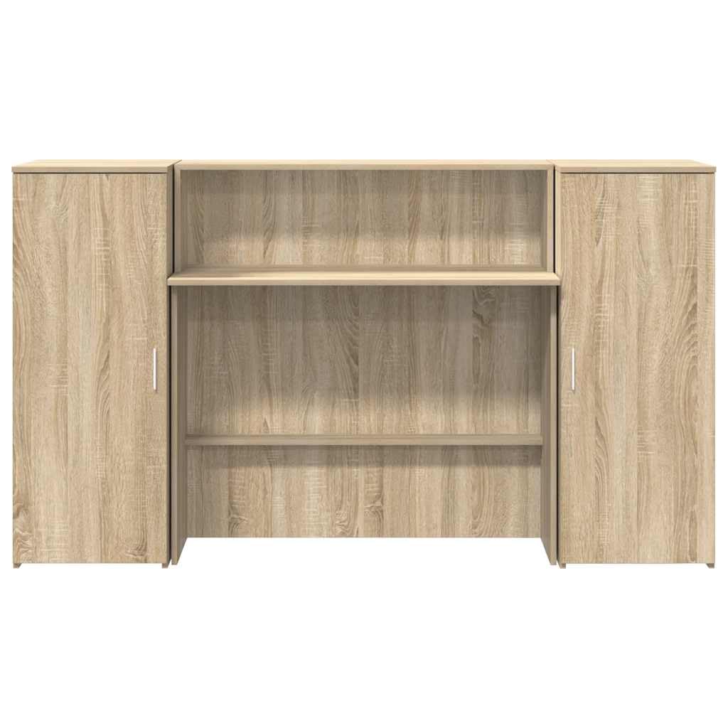 Empfangstheke Sonoma-Eiche 180x50x103,5 cm Holzwerkstoff Set | Dreiteiliger Counter mit viel Stauraum für Büro, Praxis und Salon. Robustes Material in Sonoma-Eichen-Optik.
