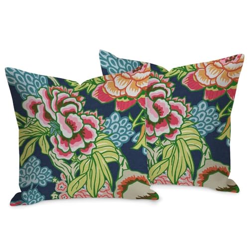 Pillow Covers Set of 2 Pink And Blue Chinoiserie...