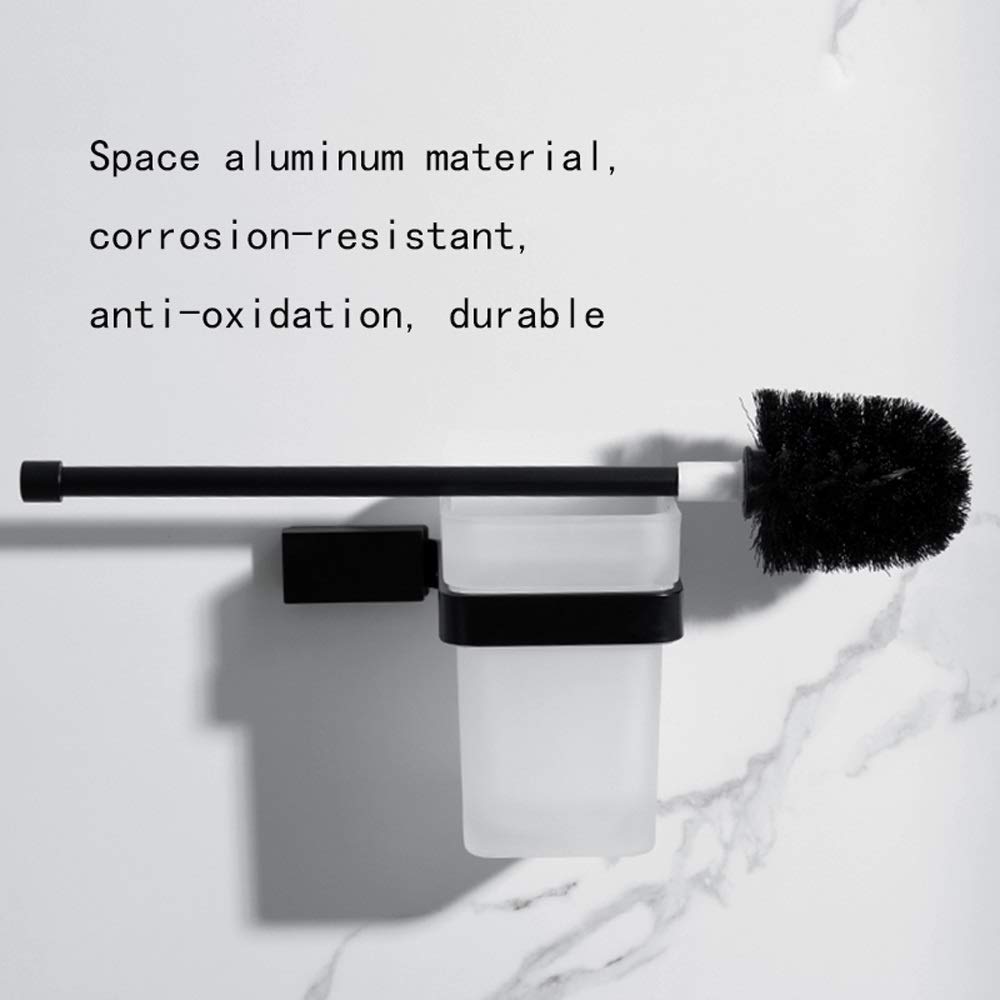 Nff Pennello da Toilette, Spazio in Alluminio Bagno A Muro Pennello da Bagno Pennello da Bagno Lungo Manico Brush Set con Setole Flessibili