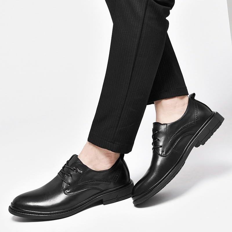 Mens Formal Oxford Shoes Spanish Leather Lace Up Round Toe Anti-Slip Non Slip Rubber Sole Block Heel Low Top Office Business Wedding4