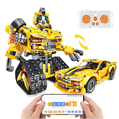 GJCOS Remote Control Robot Building Kit 901PCs, STEM Project - 2 in 1 Programmable STEM Robot Toy for Kids, 2.4GHz Remote & App Controlled Robot Kit, Build a Robot Kit for Kids Boys Girls Ages 12-16