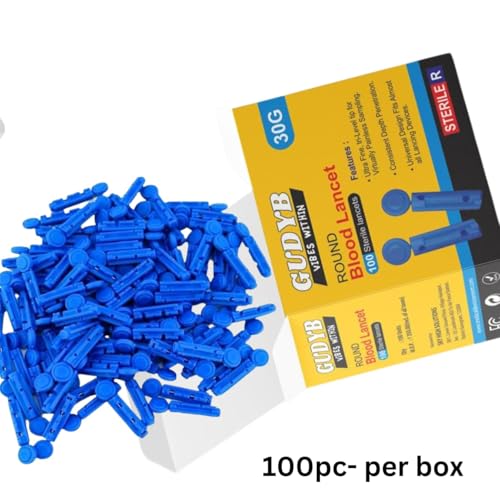 Image of Lancets for Blood Testing - 100-Count, Sterile, Disposable for Glucose Diabetes Testing, 30 Gauge Twist Top Blue