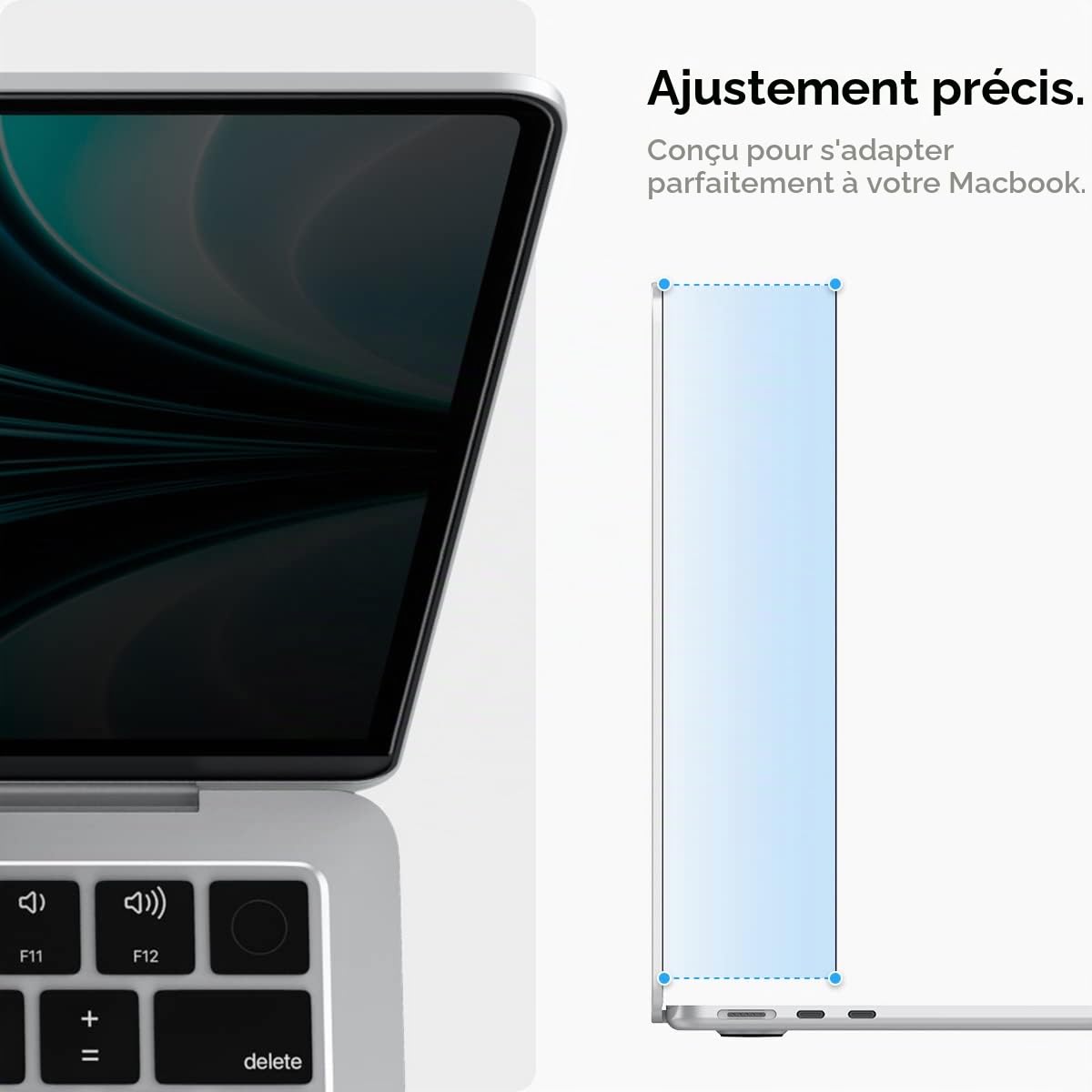 Spigen SafeView Filtre de Confidentialité Protection Écran pour MacBook Air 13 Pouces (M5 (2026) / M4 (2025) / M3(2024) / M2 (2022)), 1 Unité, Anti-espion, Extreme Résistant aux Rayures