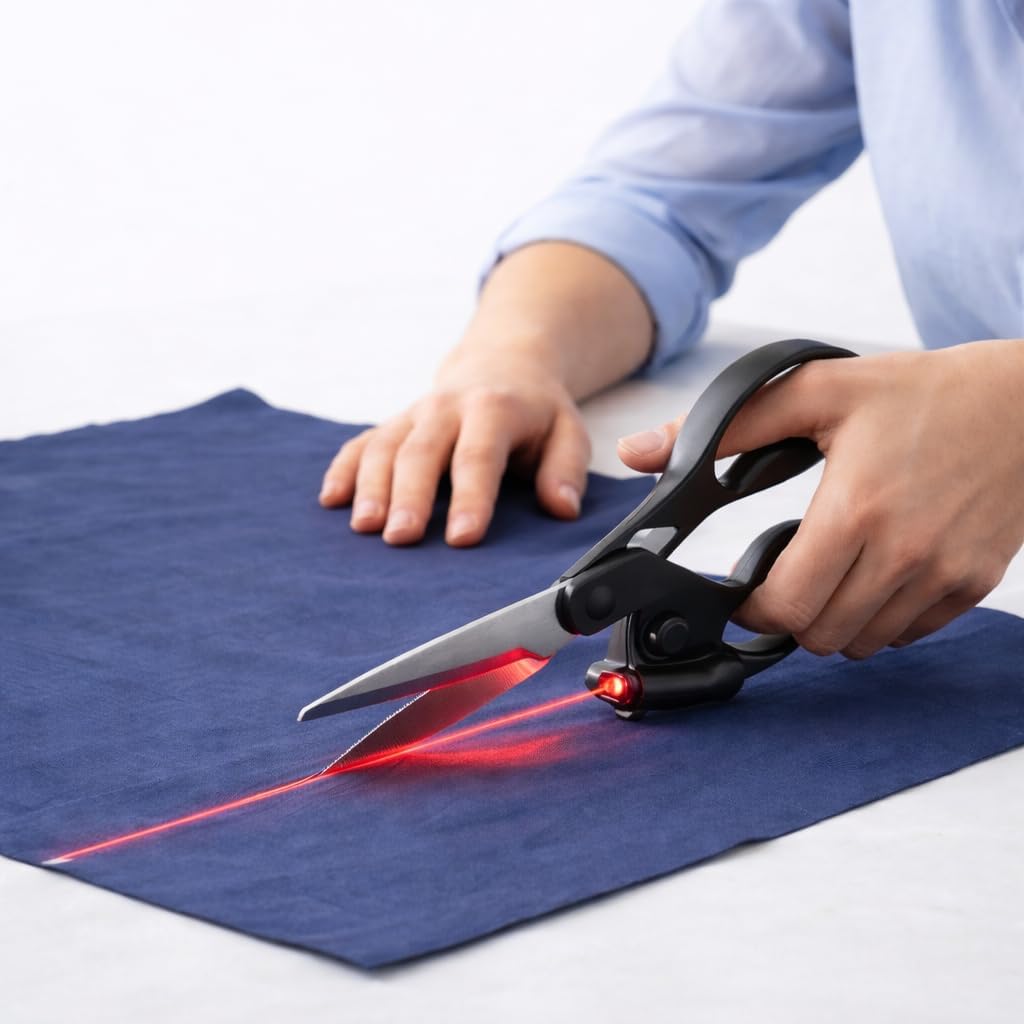 Laser Guided Scissors for Fabric Cutting, Precision Laser Guide for Flawless Straight Cuts, Laser Scissors for Cutting Fabric, Scissors for Wrapping Paper, Scissors for Gift Wrapping