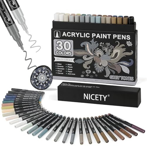 NICETY 30pcs Acrylstifte für Steine Wasserfest - Multimarker Acrylmarker...