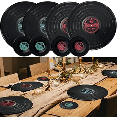 MEDOYOH Vinyl Record Placemats and Coasters Set Cover