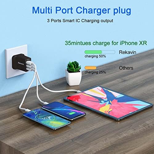 USB Plug UK Mains Charger,3 Port Multi USB Charger Plug Adaptor UK Triple Way 3 Pin USB Wall Plug with Smart IC 5V/2.4A Fast Charging,Charge for iPhone 12 11 10 XS Max XR X 8 7 6,Samsung S10 S9,iPad
