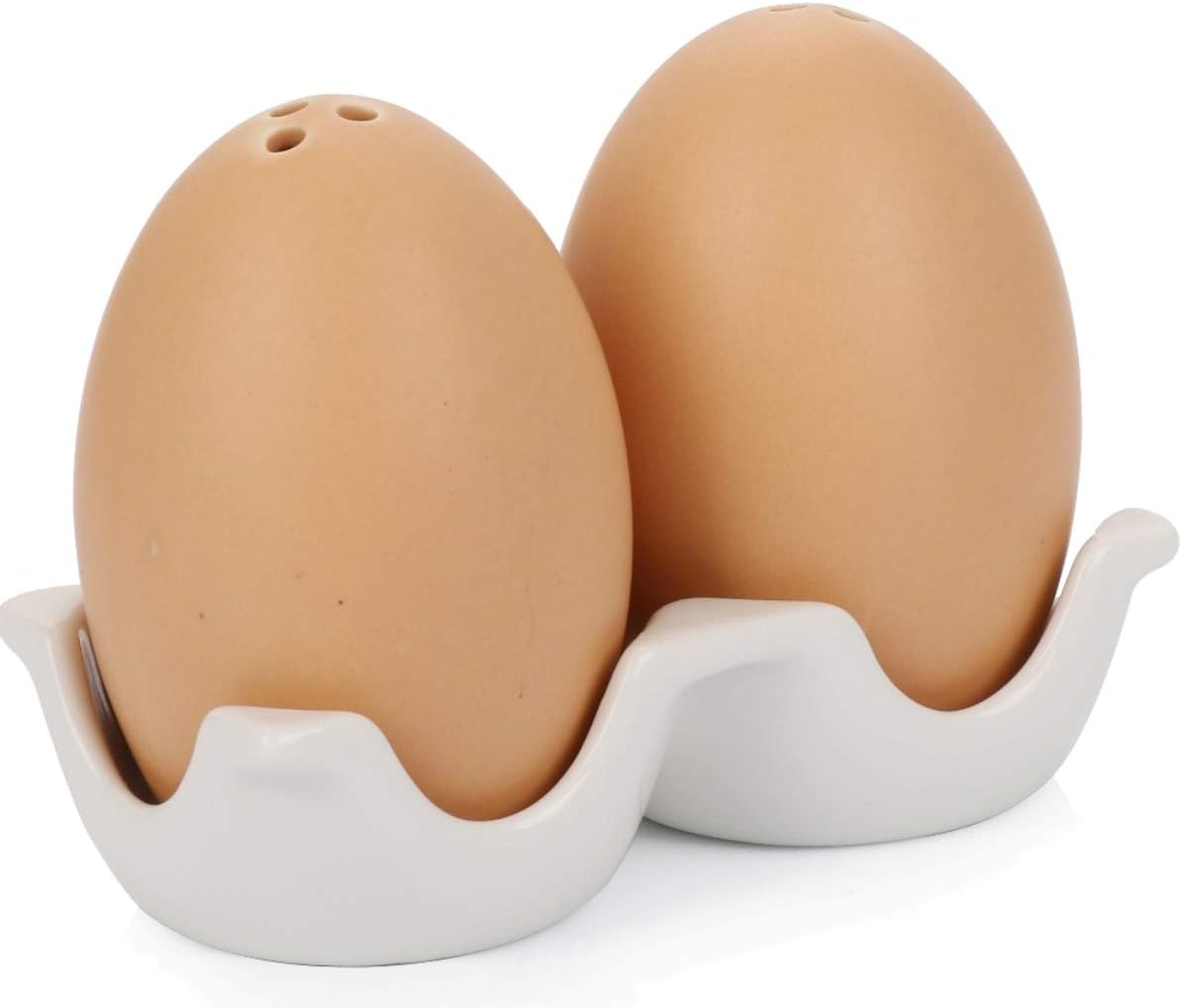 Cute Collectible Ceramic Salt and Pepper Shakers Set | Vintage Shabby Chic Décor Gifts | Farmhouse Style Kitchen Decorative Dispensers | Holiday Decorations (Brown Farm Eggs)