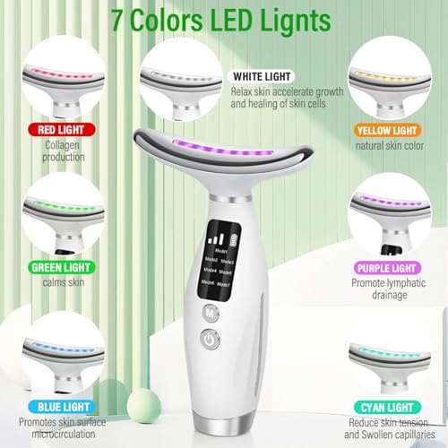 2024-Style-Face-Massager-Electric-7-in-1-Multi-Function-Facial-Massager-and-455C-Heat-Electric-Neck-Face-Lifting-Massager-for-Skin-CareSmoothing-WrinklesFirming-Skin-and-Neck-Lifting-White