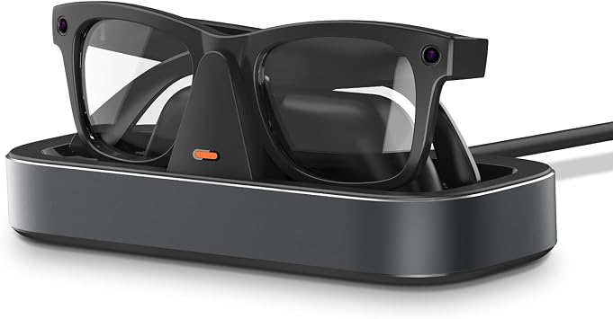 Charging Station for Meta Ray-Ban Glasses - Wayfarer, Skyler, Headliner & Oakley Meta HSTN Charger with LED Indicator Gray