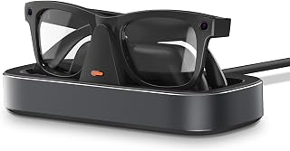Charging Station for Ray-Ban Meta Glasses (Space Gray) | Charger Compatible with Wayfarer, Skyler, Headliner & Oakley Meta HSTN, One-Hand Charging Dock with LED Indicator