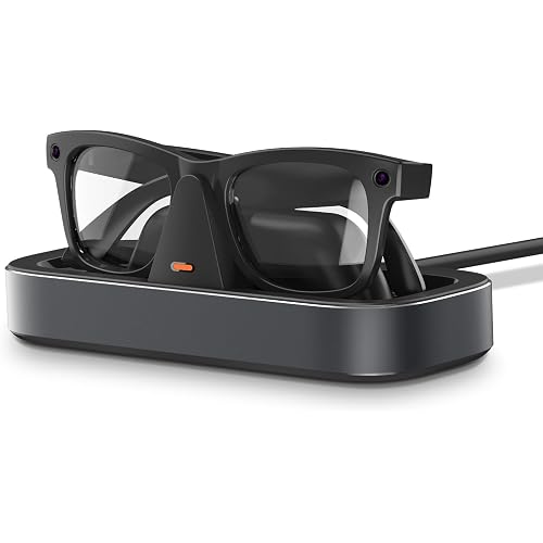 Charging Station for Ray-Ban Meta Glasses (Space Gray) | Charger Compatible with Wayfarer, Skyler, Headliner & Oakley Meta HSTN, One-Hand Charging Dock with LED Indicator
