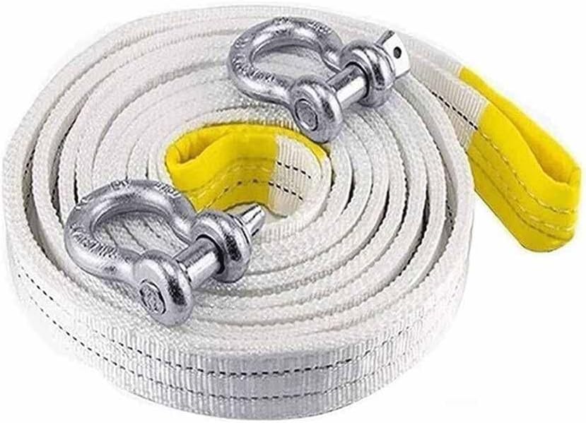 Recovery Tow Straps Heavy Duty Tow Strap Recovery Strap Kit : 2 Inch X 16.4 Ft (33,000 Lbs) Break Strength Rope Winch Strap 100% Nylon D Ring Shackles(Yellow,3m-3T)