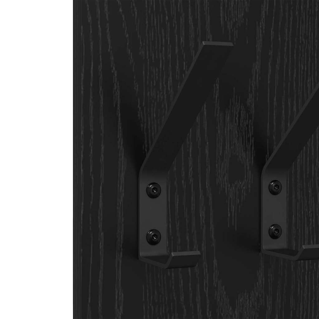 vidaXL Appendiabiti a muro A parete Rovere Nero 20 x 1,5 x 100 cm