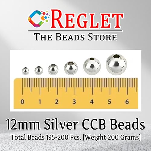 Image of 200 Pcs Silver Pearl Beads for Jewellery Making Kit | Bead Bracelet Making for Women Girls Kids | Crystal Beads for Craft | Pearls for Craft | 12mm | 200g