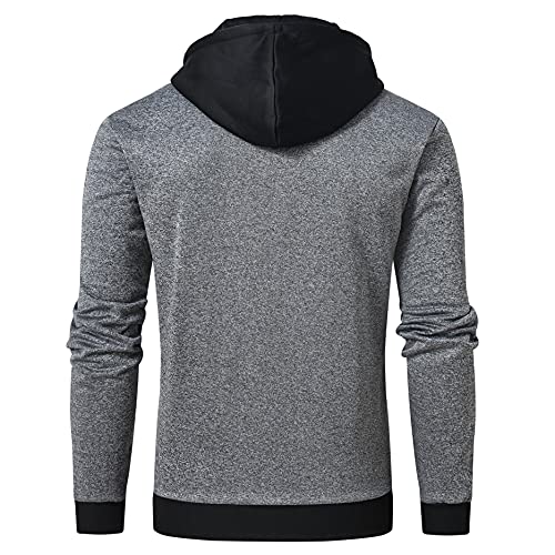 Image of YuKaiChen Men's Hooded Jacket Slim Fit Double Zipper Turtleneck Fleece Hoodie Outerwear