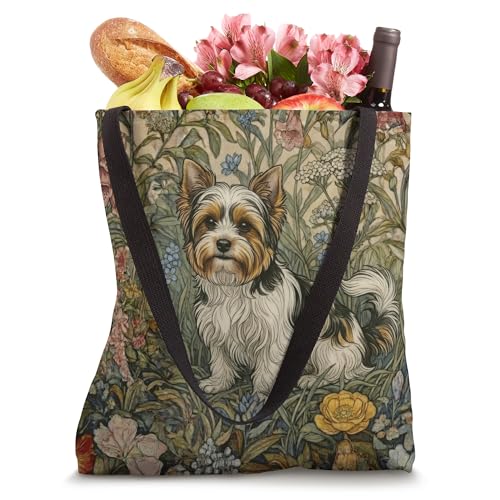 Bolso tipo tote con diseño de un Biewer Terrier dulce en un jardín inglés antiguo miniatura 4